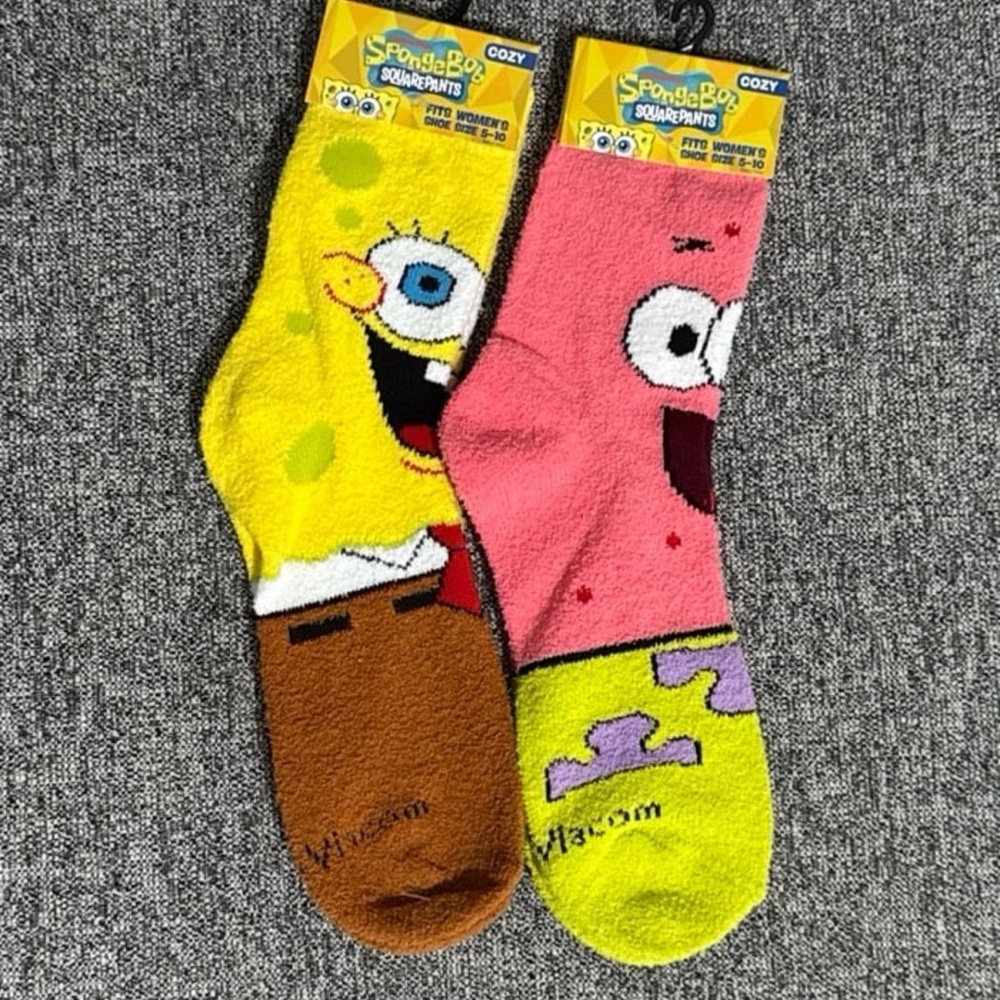 SpongeBob and Patrick Fuzzy Socks - Set of (2)